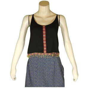 Women Black Sheer  Beaded Top